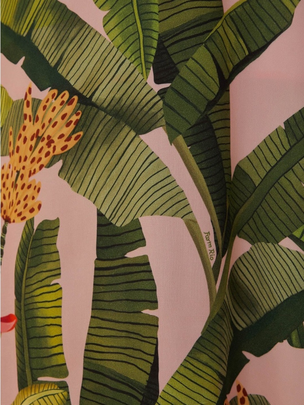 FARM Rio Tropical Pink Maxi Dress with Green Leaf Print Size Medium - Picture 16 of 16